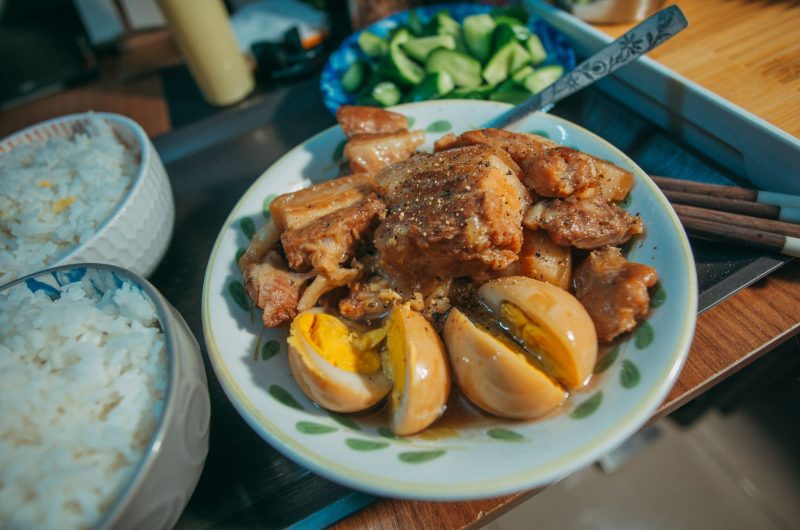 Classic Filipino chicken adobo with glossy soy-vinegar sauce served over white rice