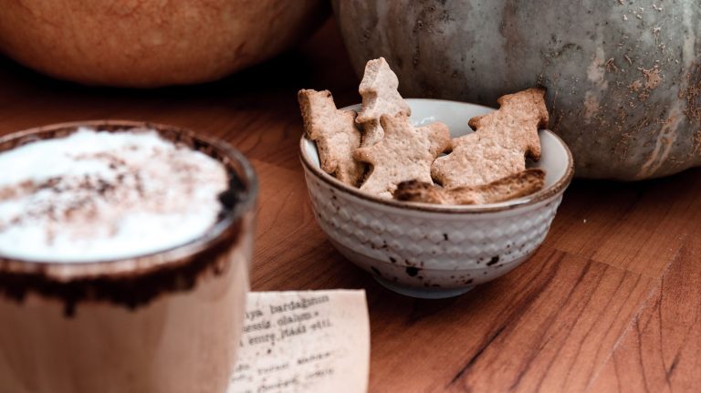 soft pumpkin spice latte cookies with espresso glaze on a cooling rack