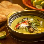 Thai green chicken curry in a bowl